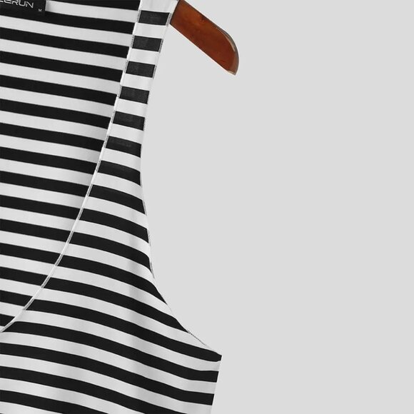 Black and White Striped Tank Top - Picture 4 of 7